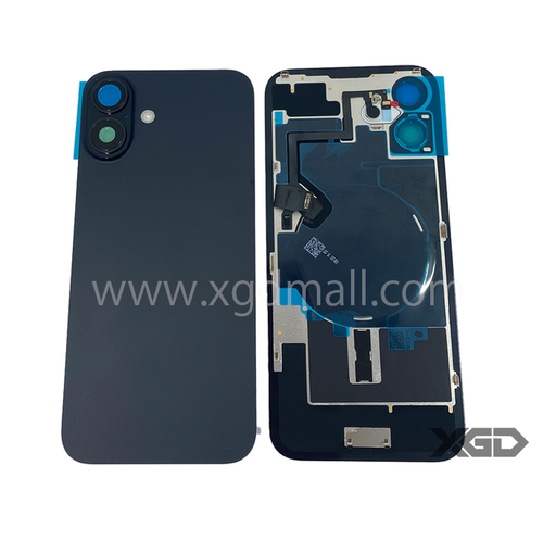 [X6285背面パネル｜バッテリーカバー｜バックカバー] iPhone 16Plus  バックガラス 互換品（レンズ＆MagSafe付き）黒 ロゴなし