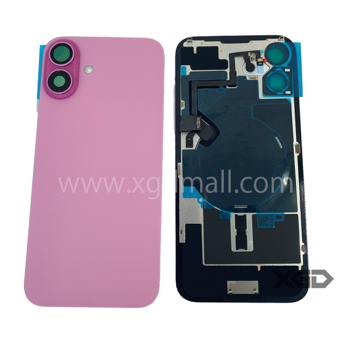 [X6286背面パネル｜バッテリーカバー｜バックカバー] iPhone 16 Plus  バックガラス 互換品（レンズ＆MagSafe付き）ピンク ロゴなし