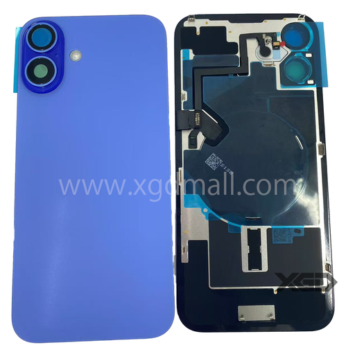 [X6287背面パネル｜バッテリーカバー｜バックカバー] iPhone 16 Plus  バックガラス 互換品（レンズ＆MagSafe付き）ブルー ロゴなし