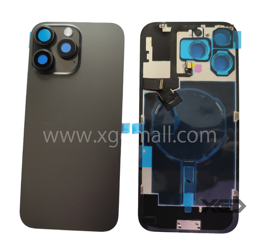 [X6292背面パネル｜バッテリーカバー｜バックカバー] iPhone 16Pro Max バックガラス 互換品（レンズ＆MagSafe付き）黒 ロゴなし