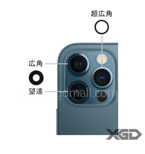 [X6621ｶﾒﾗﾚﾝｽﾞ] iPhone 12Pro カメラレンズ 広角｜超広角｜望遠 枠無し（1セット）