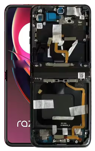 [X6655液晶｜LCD] （取り寄せ品）Motorola Razr 40 Ultra フロントパネル 黒 枠付き｜純正組立品