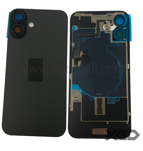 [G2220背面パネル｜バッテリーカバー｜バックカバー] iPhone 16 Plus  バックガラス 互換品（レンズ＆MagSafe付き）黒