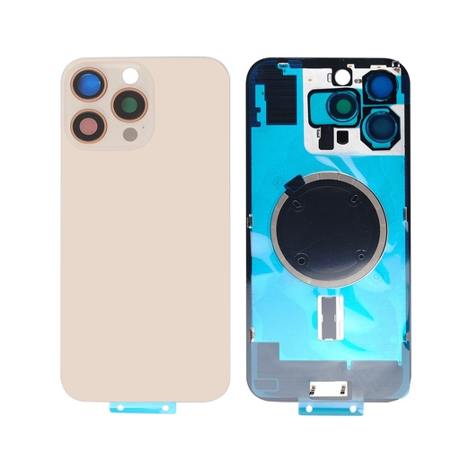 [G2228背面パネル｜バッテリーカバー｜バックカバー] （取り寄せ品）iPhone 16Pro Max バックガラス 互換品（レンズ＆MagSafe付き）金
