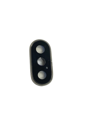 [X2591ｶﾒﾗﾚﾝｽﾞ] iPhone X カメラレンズ 枠有 銀