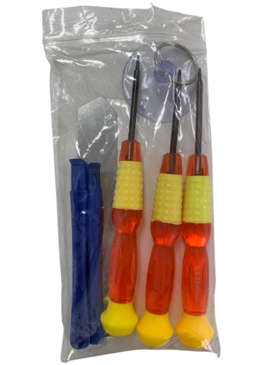 [ X3902 工具] （取り寄せ品）工具 セット B（オレンジ柄の＋,Y,星ドライバー｜青色スティック×2,吸盤,金属ヘラ）