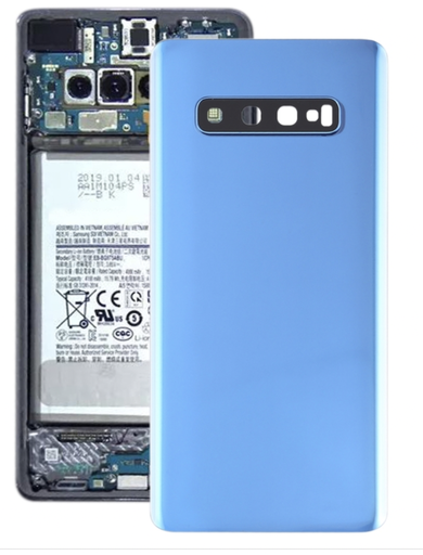 [X3242背面パネル｜バッテリーカバー｜バックカバー] Galaxy S10+ バックパネル 青